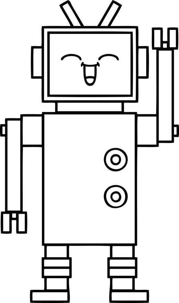 line drawing cartoon robot vector