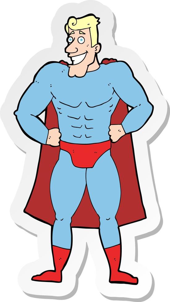 sticker of a cartoon superhero vector