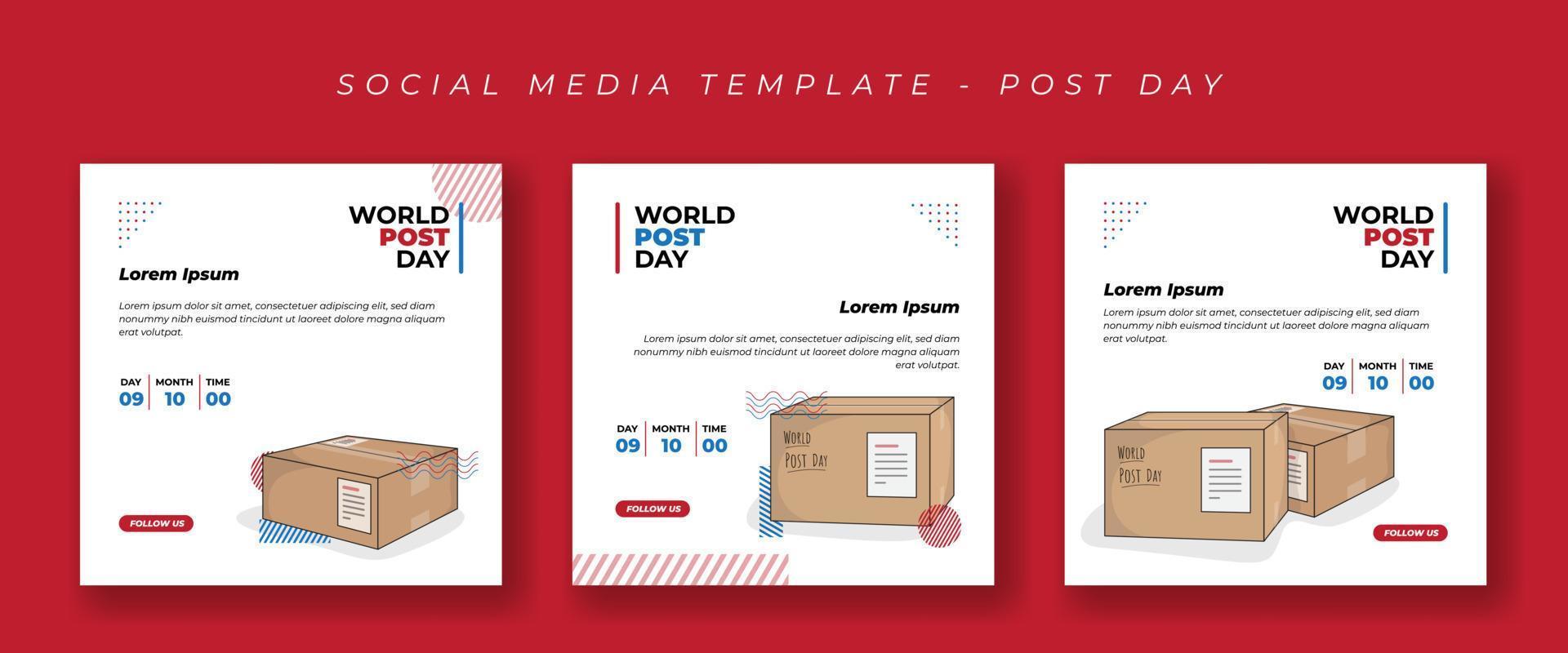 Social media post template with cardboard box design in white background vector