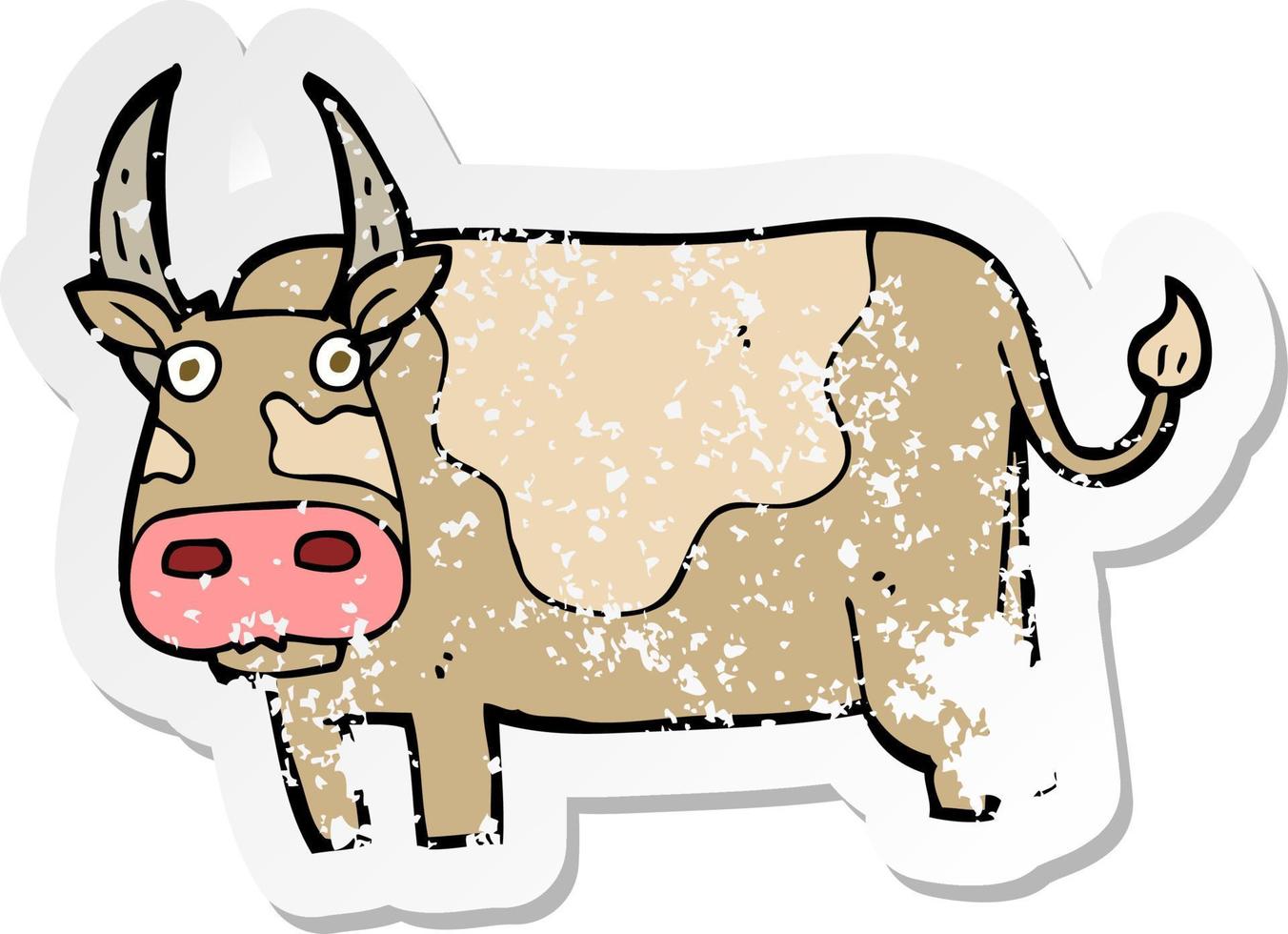 retro distressed sticker of a cartoon bull vector