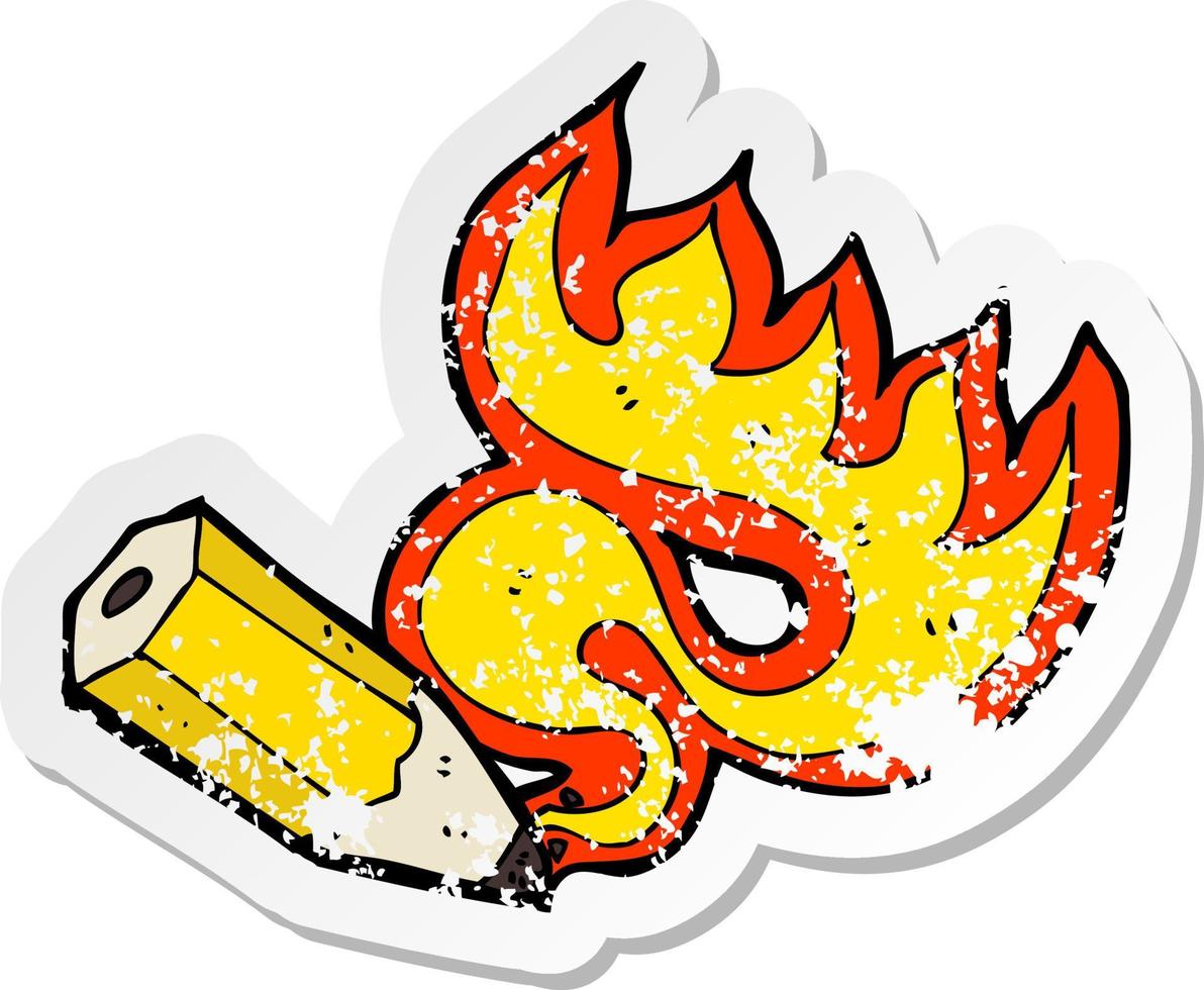 retro distressed sticker of a cartoon red hot pencil vector