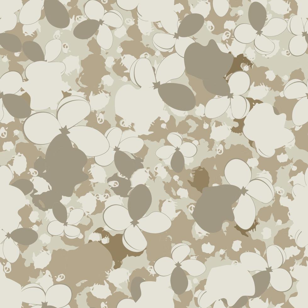 Seamless pattern with flowers and spots. Grunge vector
