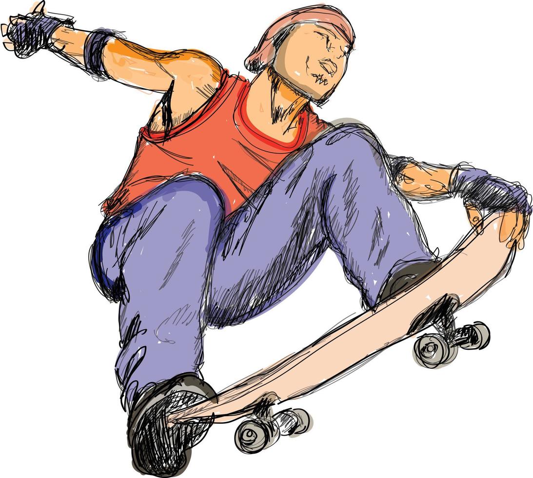 sketch of a person playing a sketchboard vector