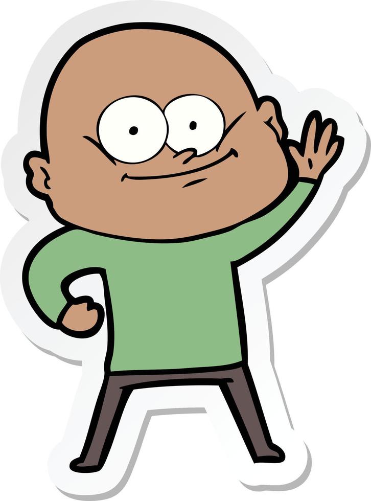 sticker of a cartoon bald man staring vector