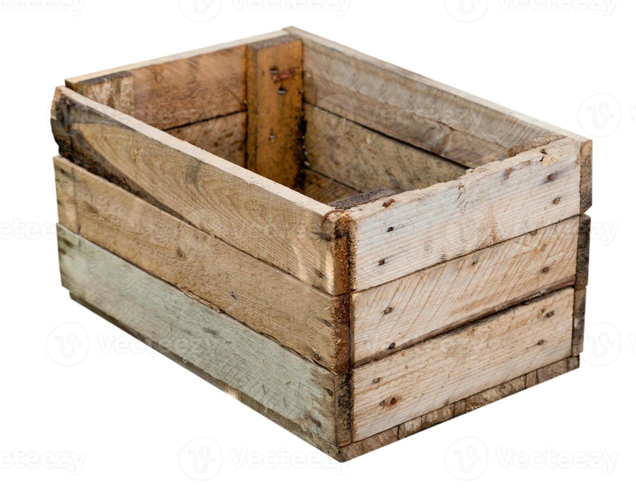 caja de madera vacía aislada foto