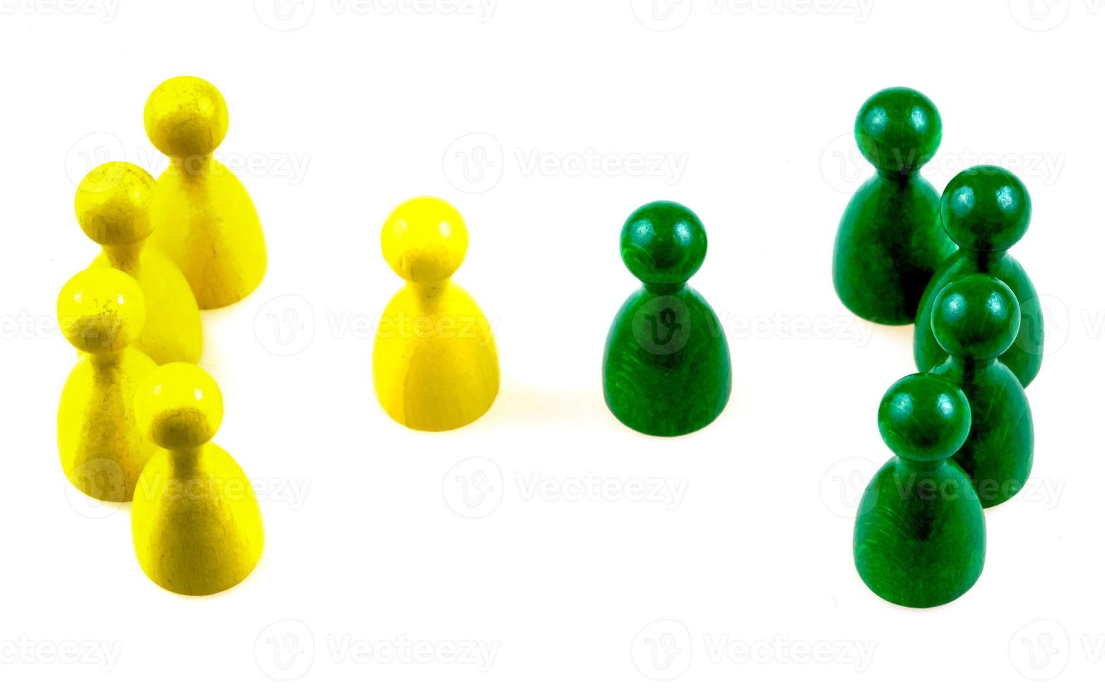 negotiations  by wooden figurines isolated photo