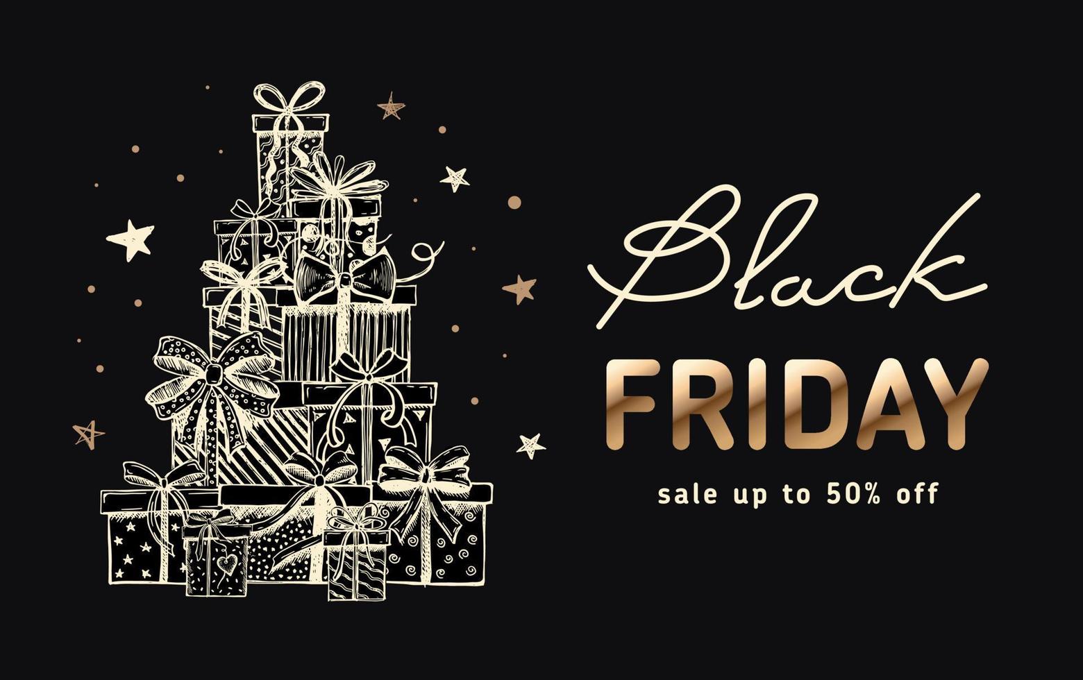 Black Friday Sale. Doodle icons of gift box. Hand drawn style. Vector. vector