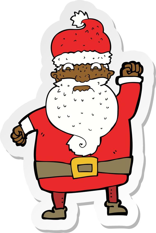 sticker of a cartoon angry santa claus vector