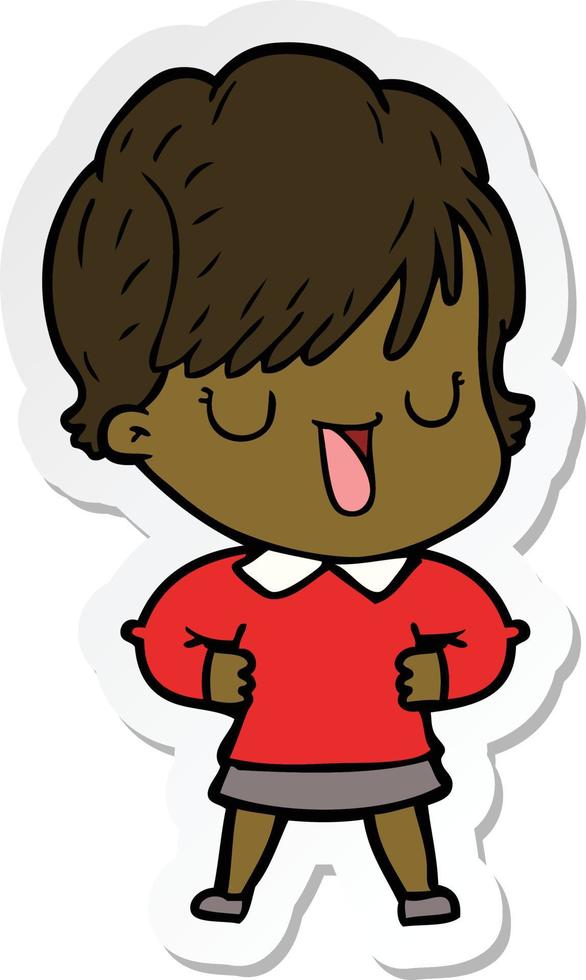 sticker of a cartoon woman talking vector