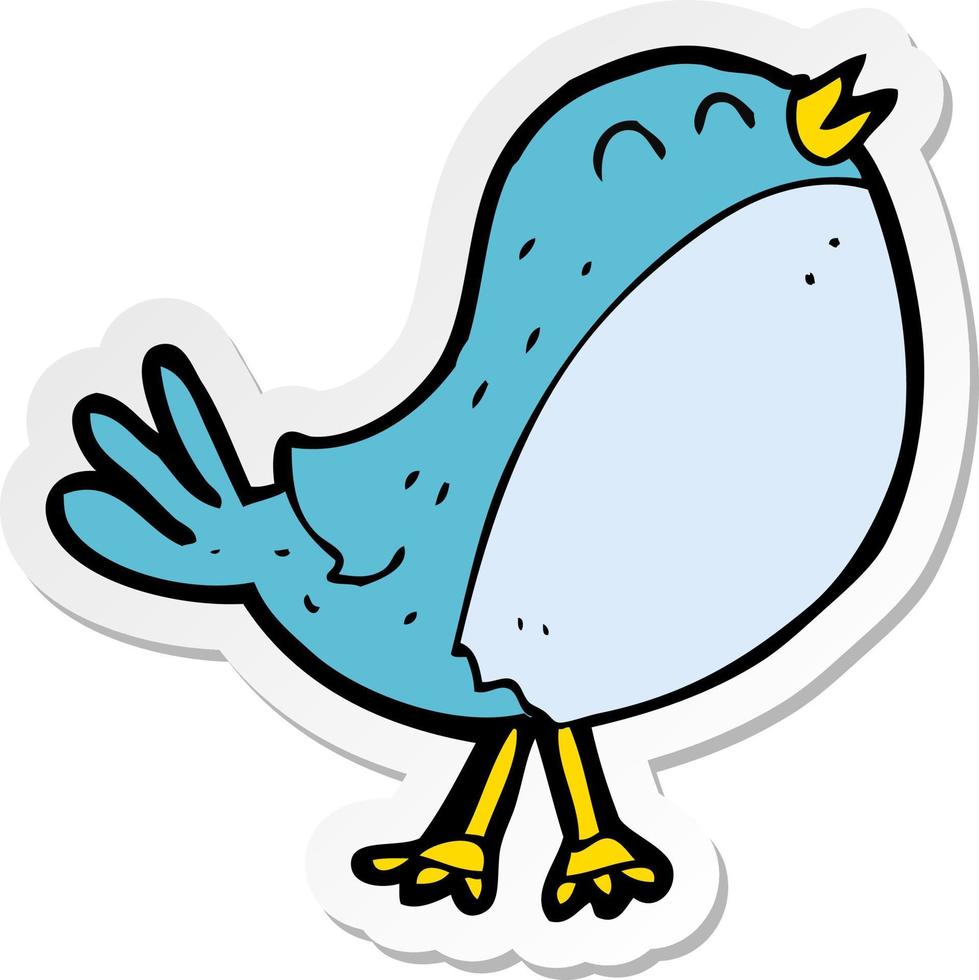 sticker of a cartoon singing bird vector