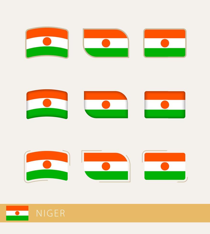 Vector flags of Niger, collection of Niger flags.