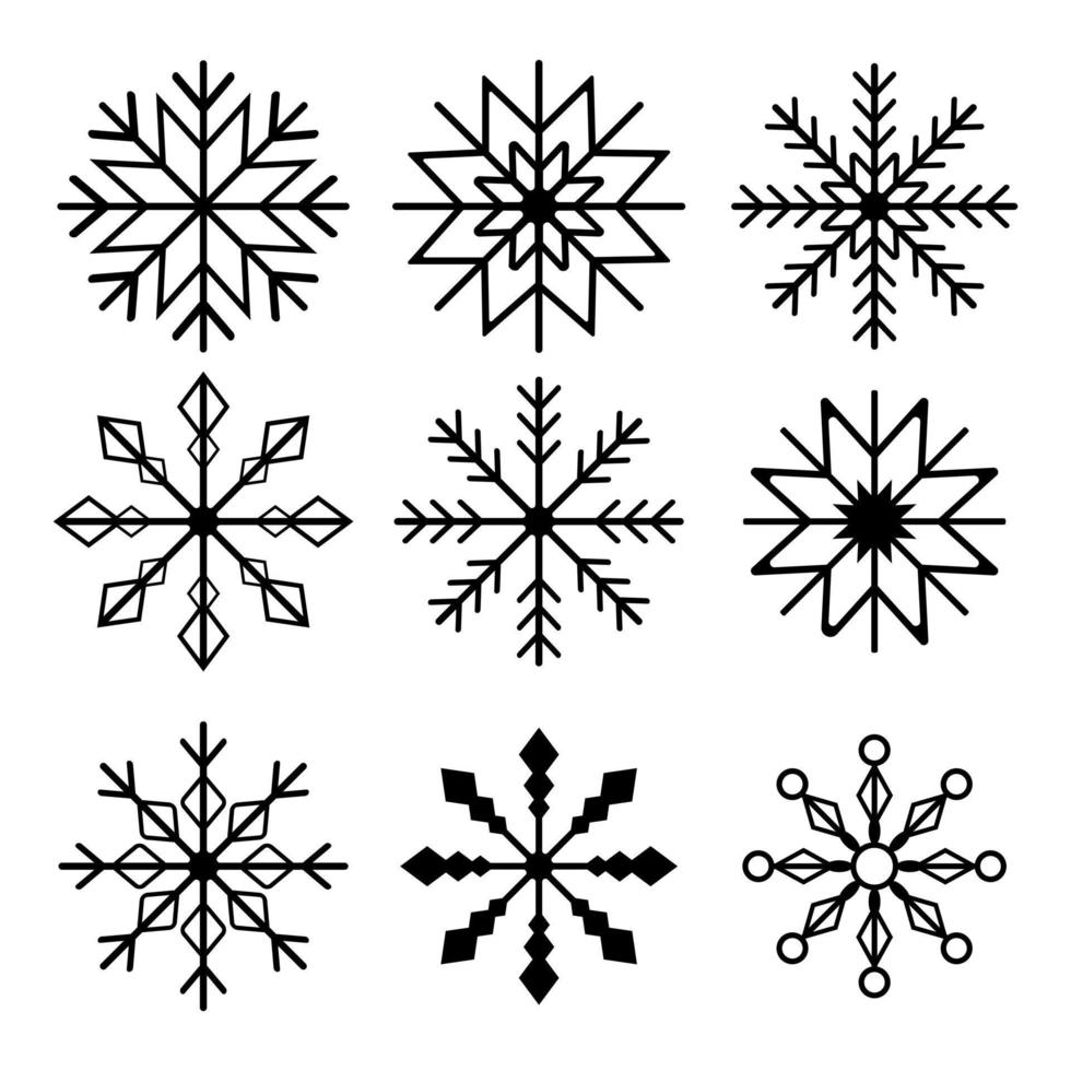 iconos de copos de nieve en fondo blanco. ilustración vectorial vector