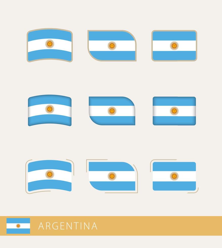 banderas vectoriales de argentina, colección de banderas argentinas. vector