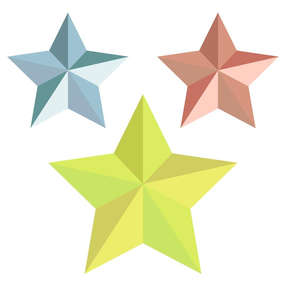 gold silver bronze stars vector set.