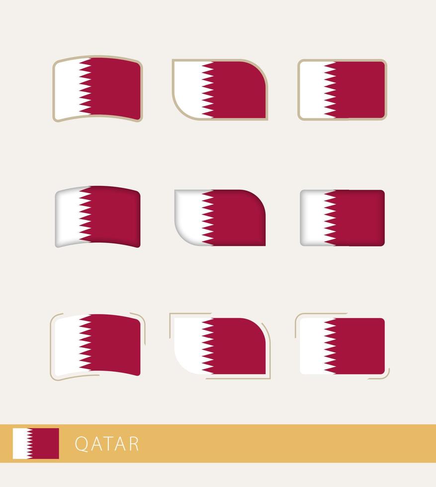 Vector flags of Qatar, collection of Qatar flags.