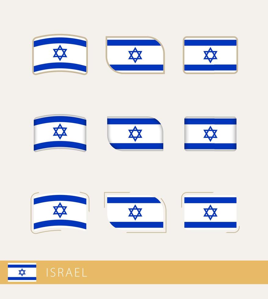 Vector flags of Israel, collection of Israel flags.