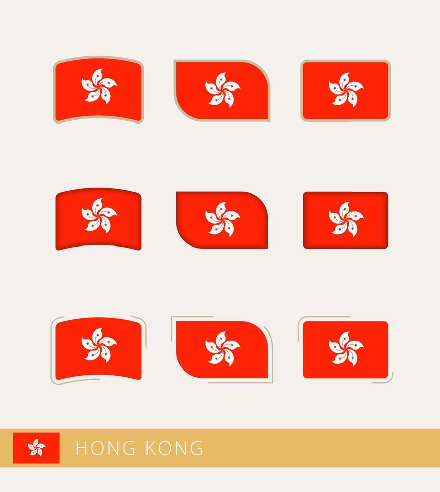 Vector flags of Hong Kong, collection of Hong Kong flags.