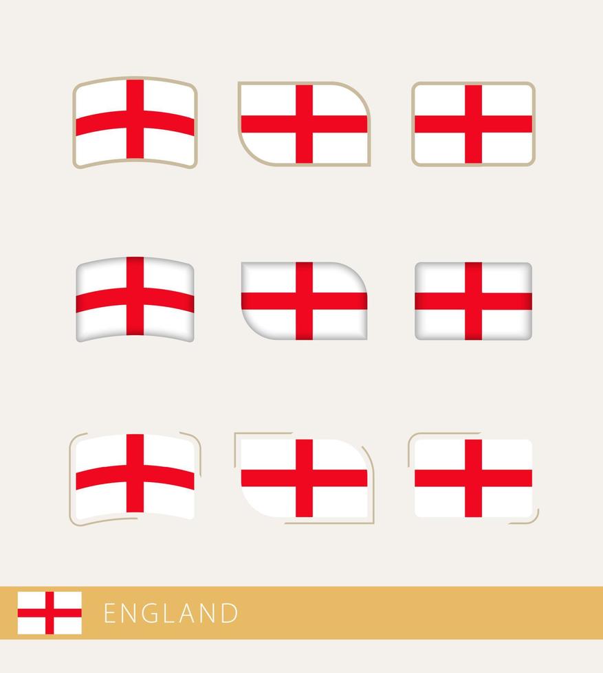 Vector flags of England, collection of England flags.