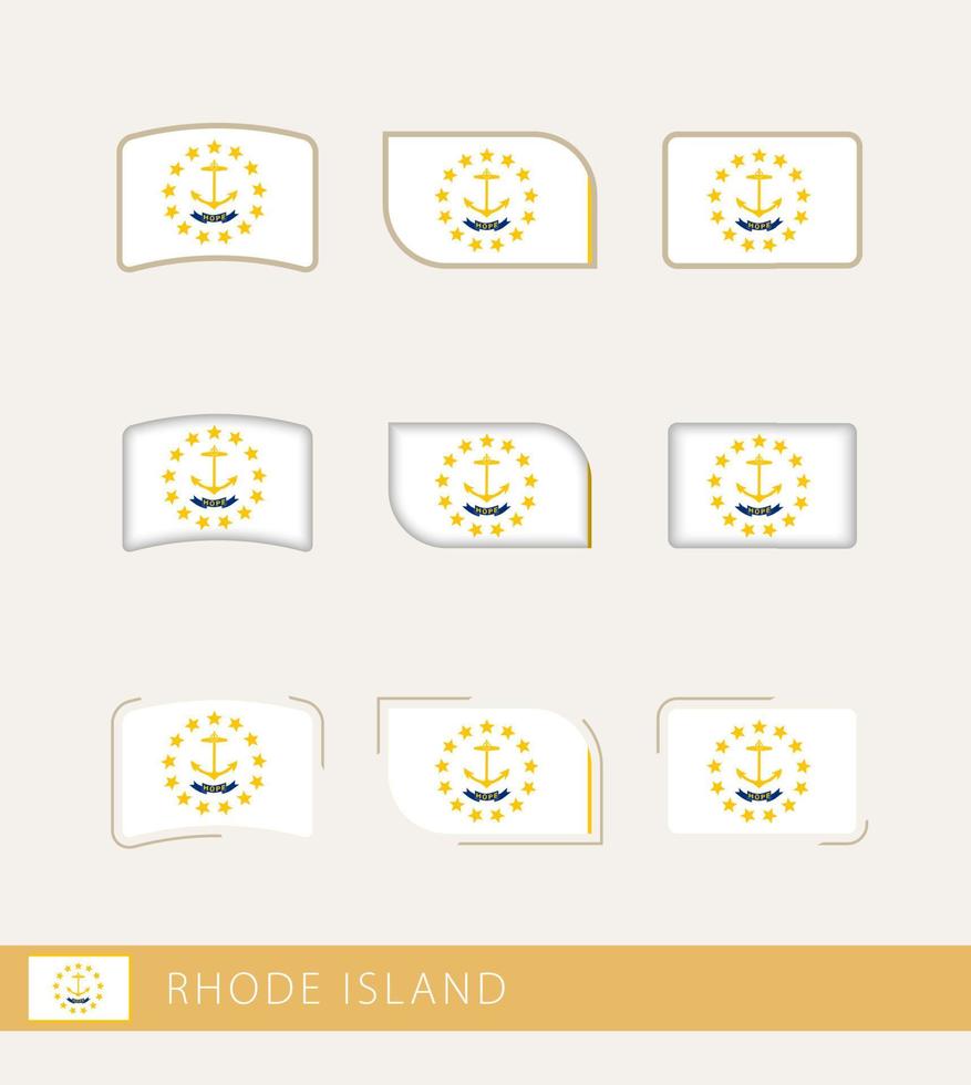 Vector flags of Rhode Island, collection of Rhode Island flags.