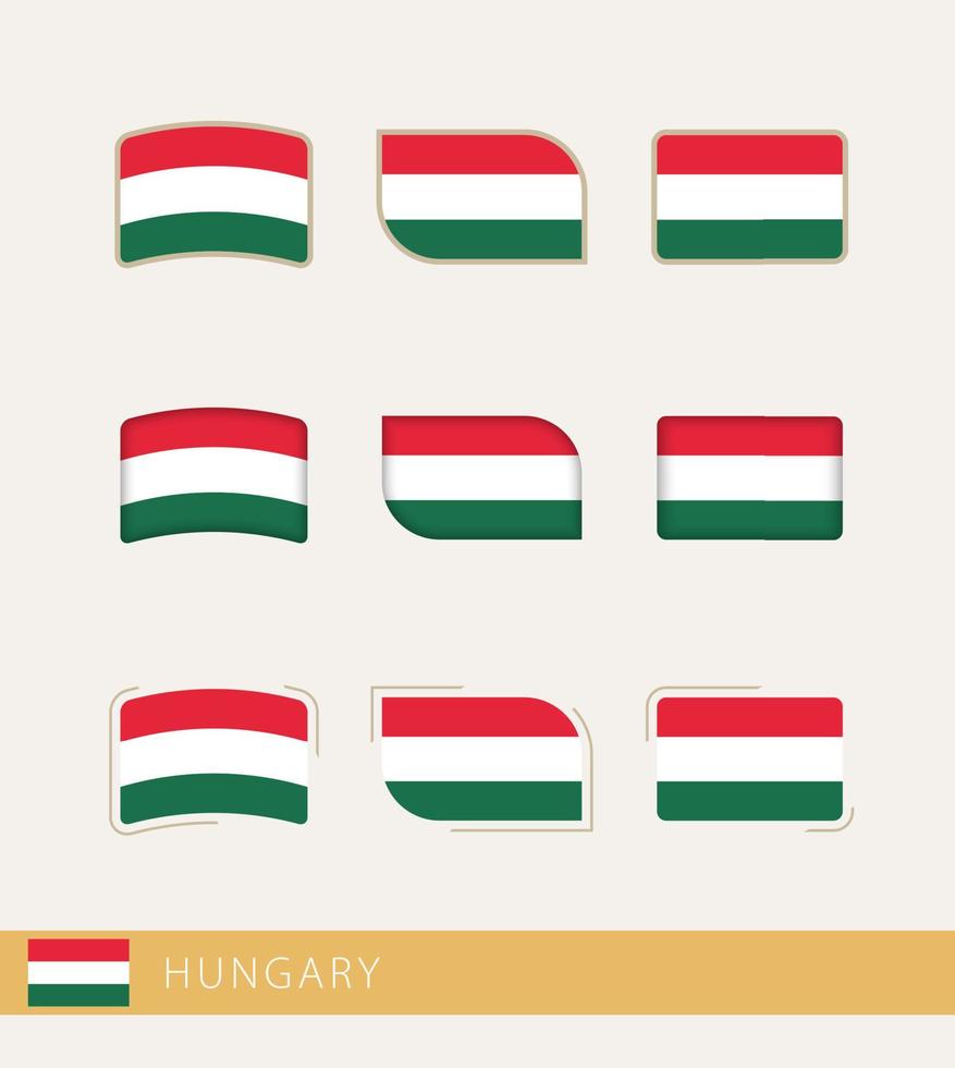 Vector flags of Hungary, collection of Hungary flags.