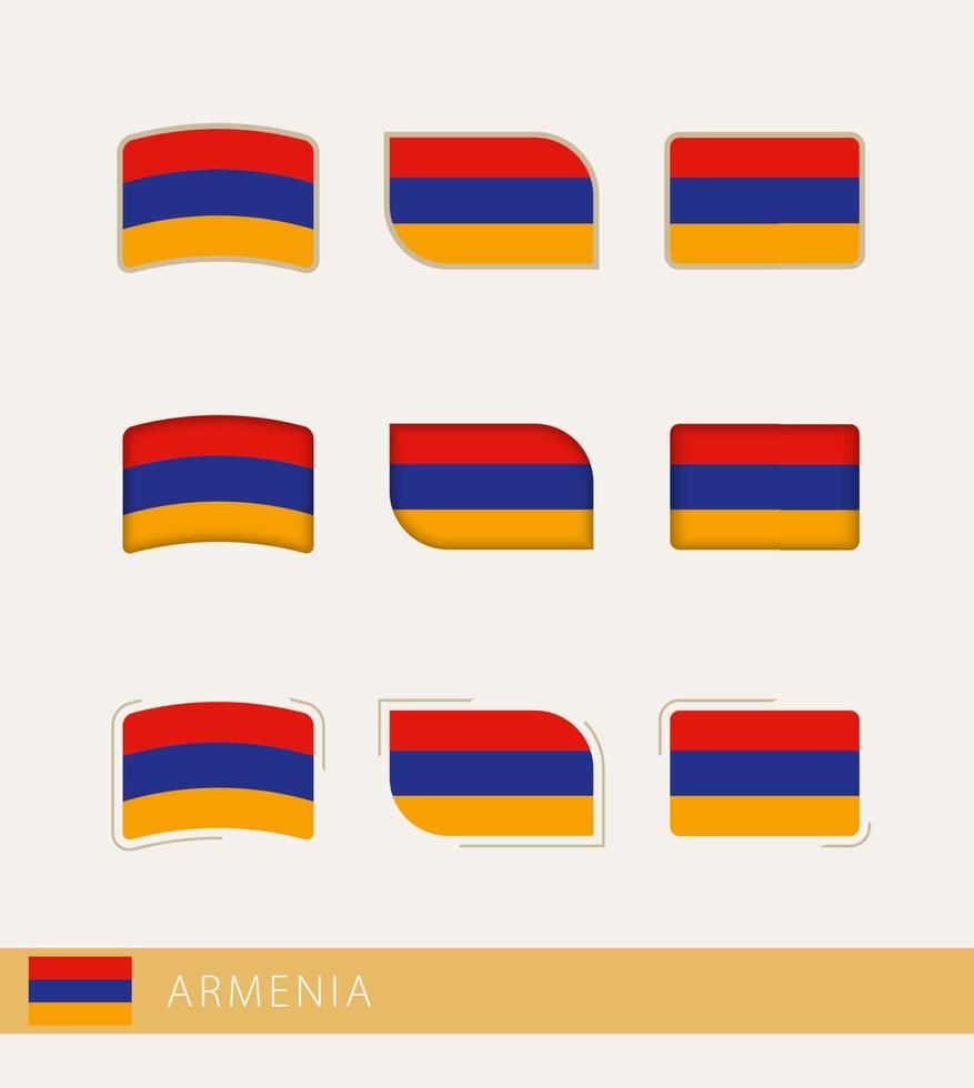 banderas vectoriales de armenia, colección de banderas de armenia. vector