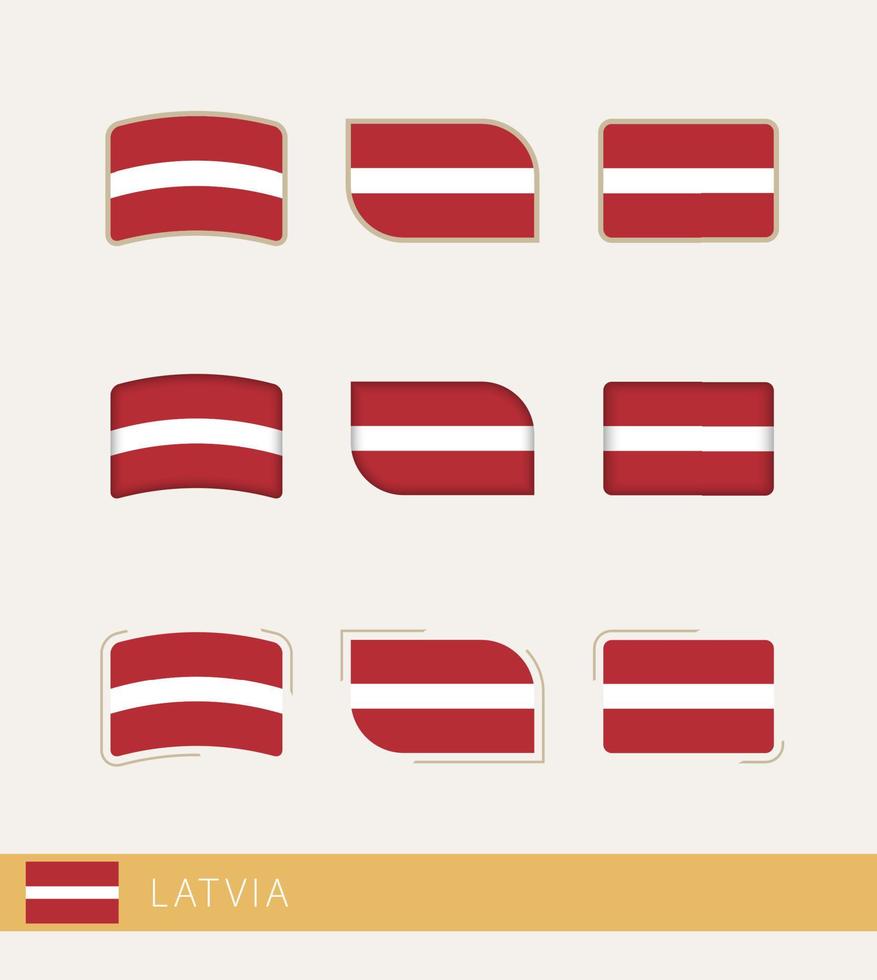 banderas vectoriales de letonia, colección de banderas de letonia. vector