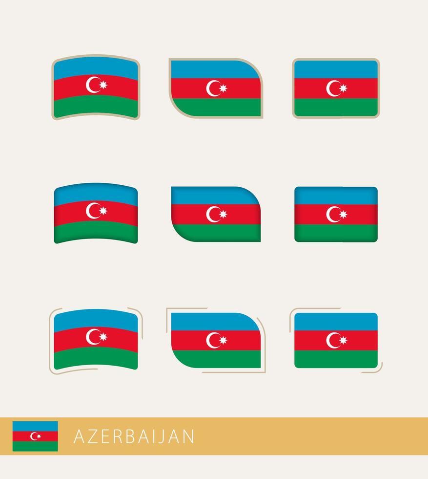 banderas vectoriales de azerbaiyán, colección de banderas de azerbaiyán. vector