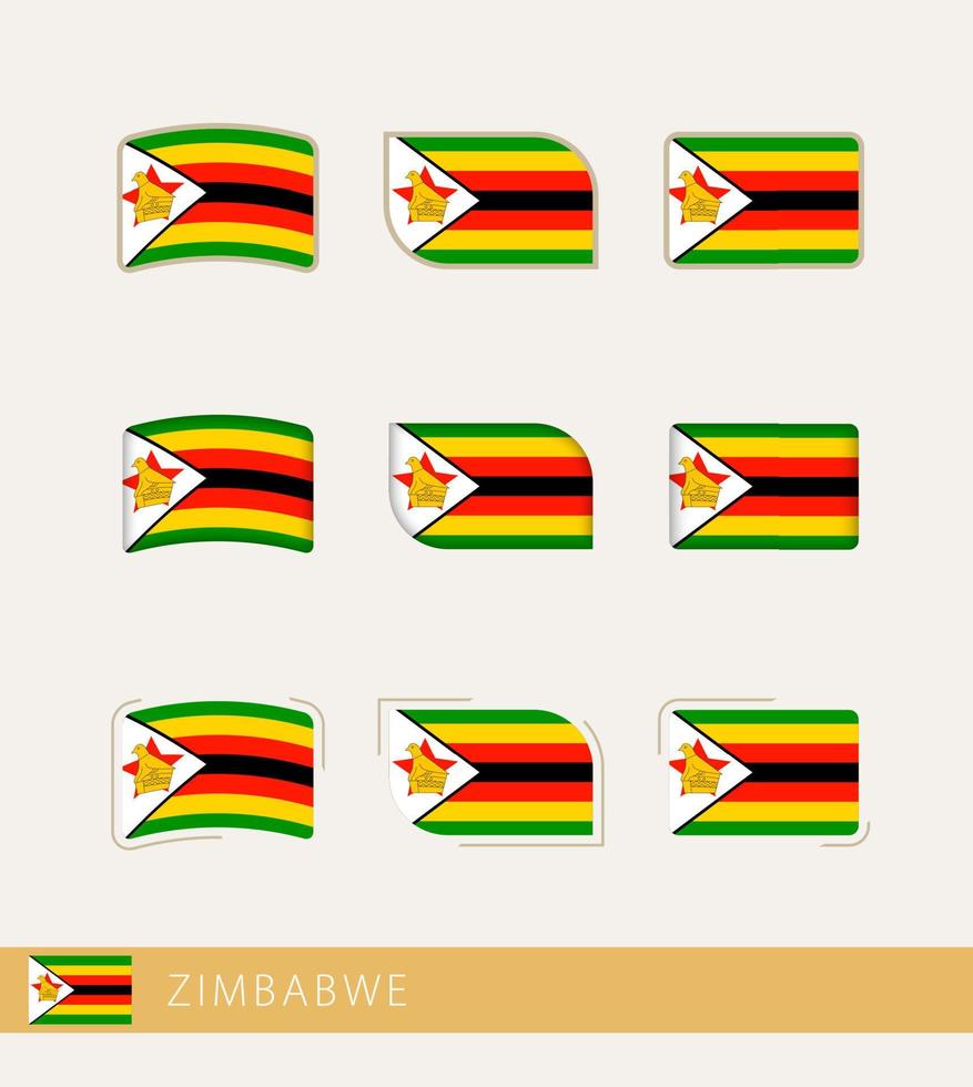 banderas vectoriales de zimbabwe, colección de banderas de zimbabwe. vector