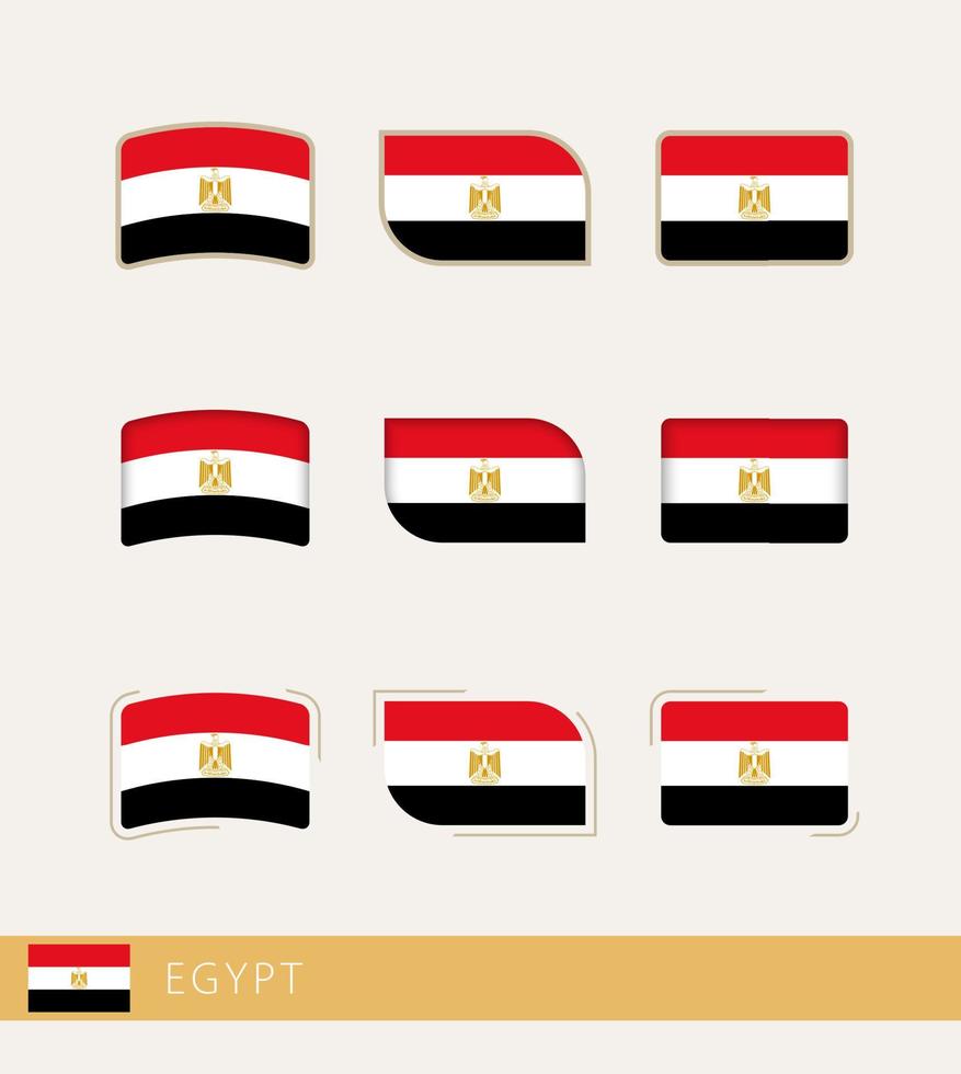 banderas vectoriales de egipto, colección de banderas de egipto. vector