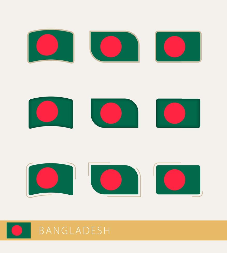 banderas vectoriales de bangladesh, colección de banderas de bangladesh. vector