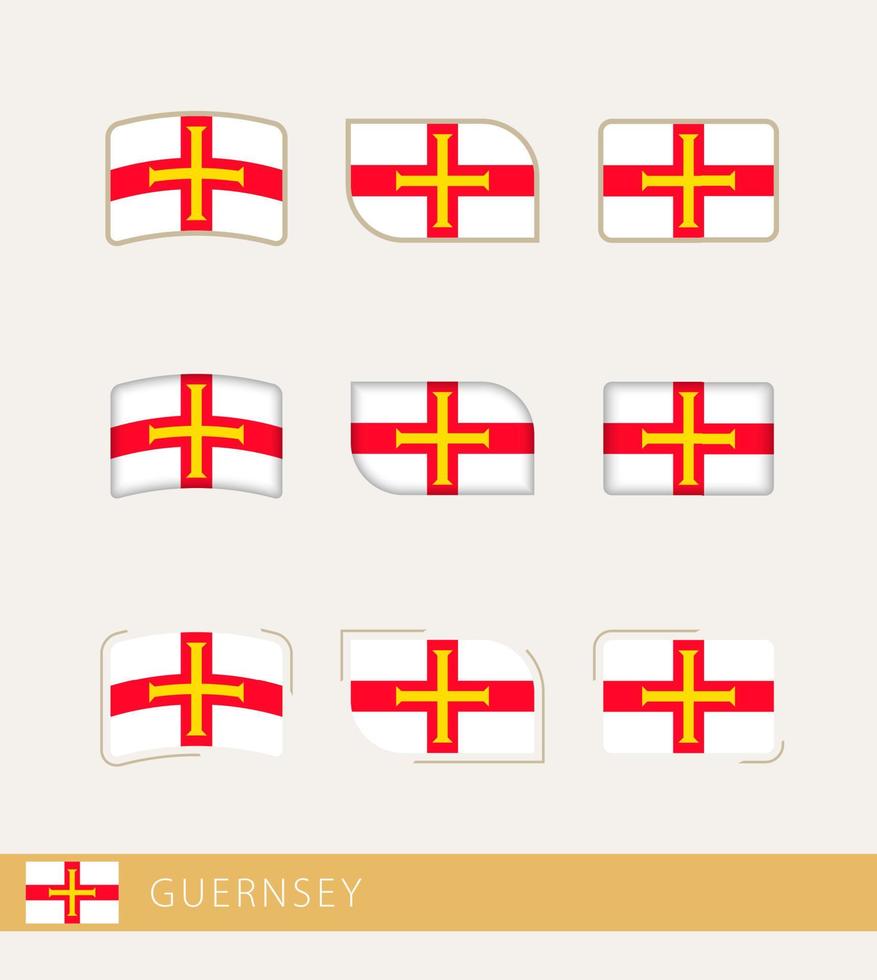 Vector flags of Guernsey, collection of Guernsey flags.