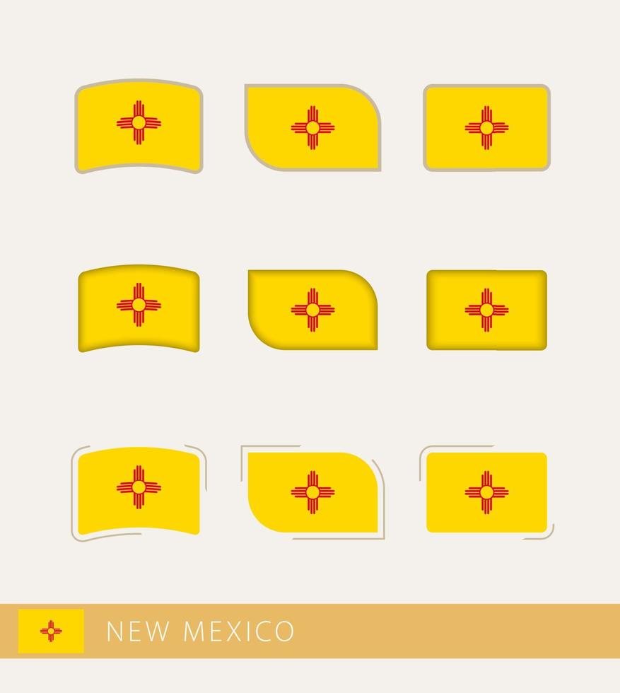 Vector flags of New Mexico, collection of New Mexico flags.