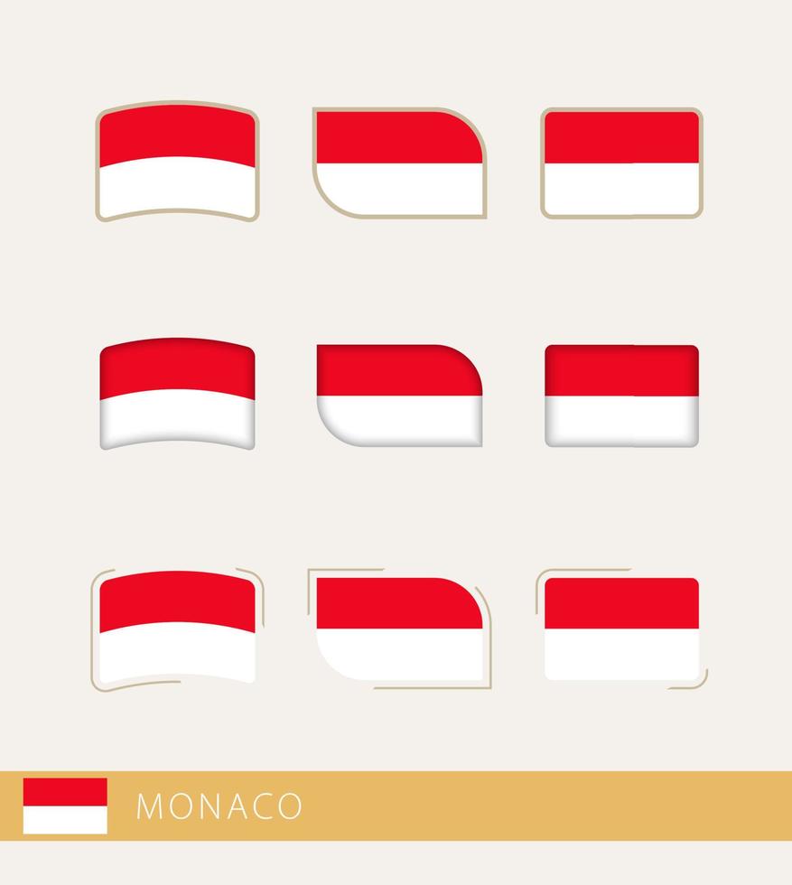 Vector flags of Monaco, collection of Monaco flags.