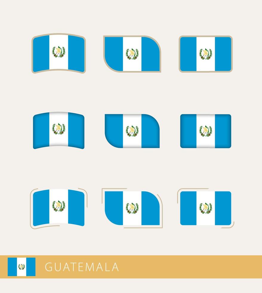 Vector flags of Guatemala, collection of Guatemala flags.