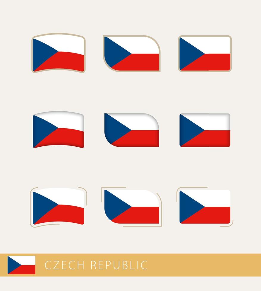 banderas vectoriales de la república checa, colección de banderas de la república checa. vector