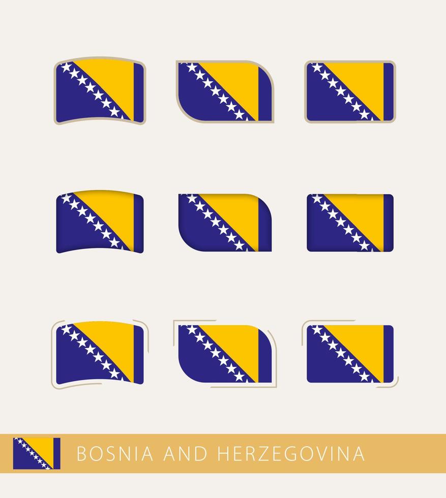 banderas vectoriales de bosnia y herzegovina, colección de banderas de bosnia y herzegovina. vector