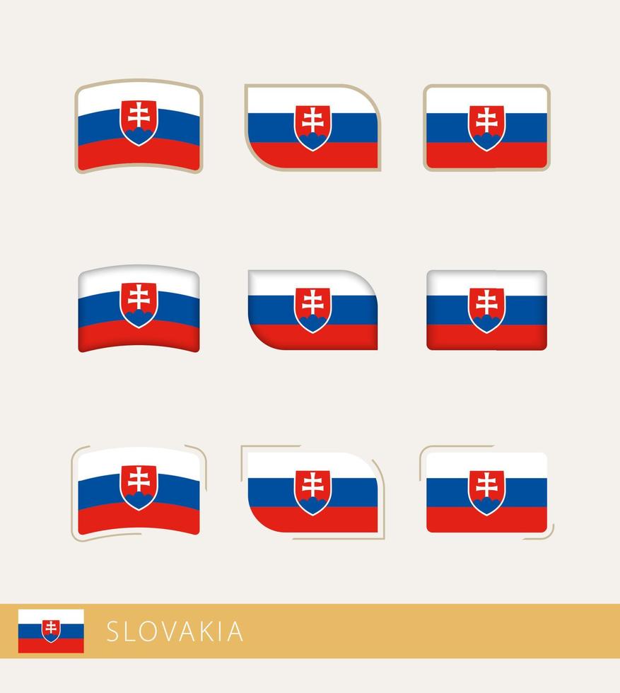 banderas vectoriales de eslovaquia, colección de banderas de eslovaquia. vector