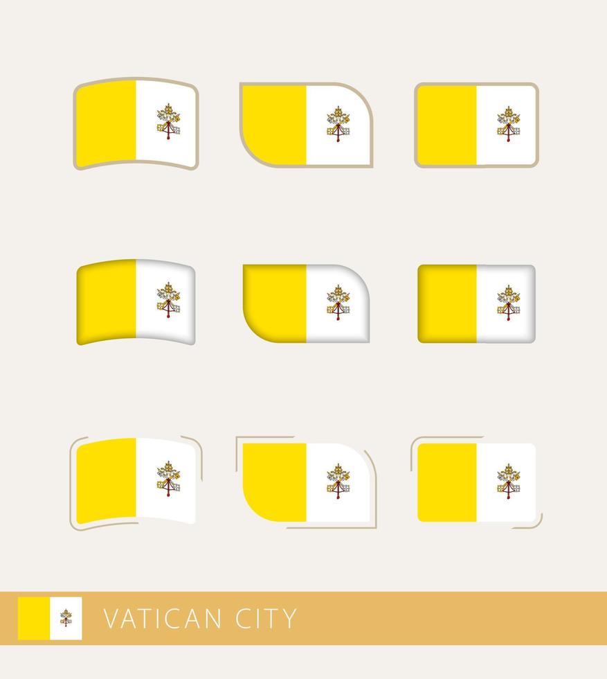 banderas vectoriales de la ciudad del vaticano, colección de banderas de la ciudad del vaticano. vector