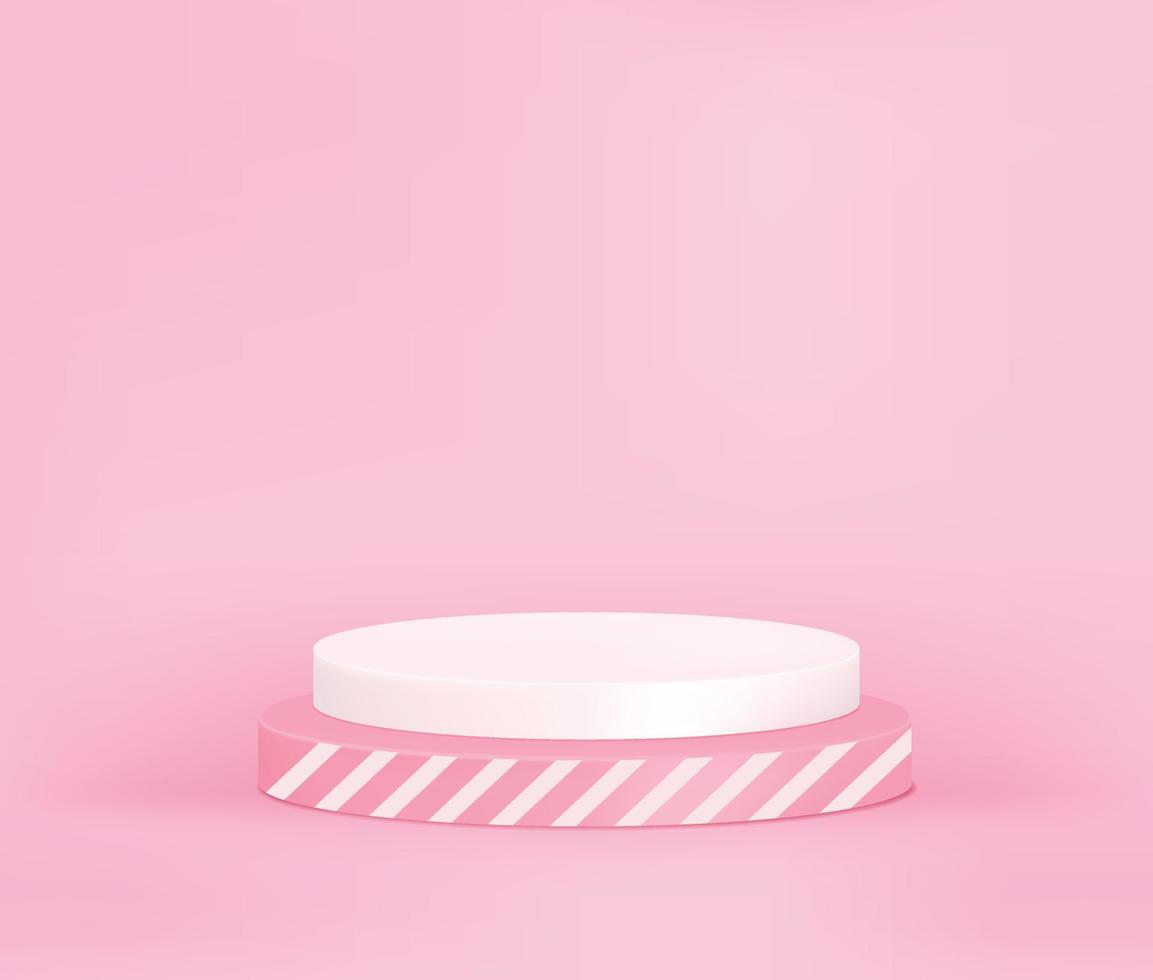 Product display podium on pink background, 3D rendering podium vector