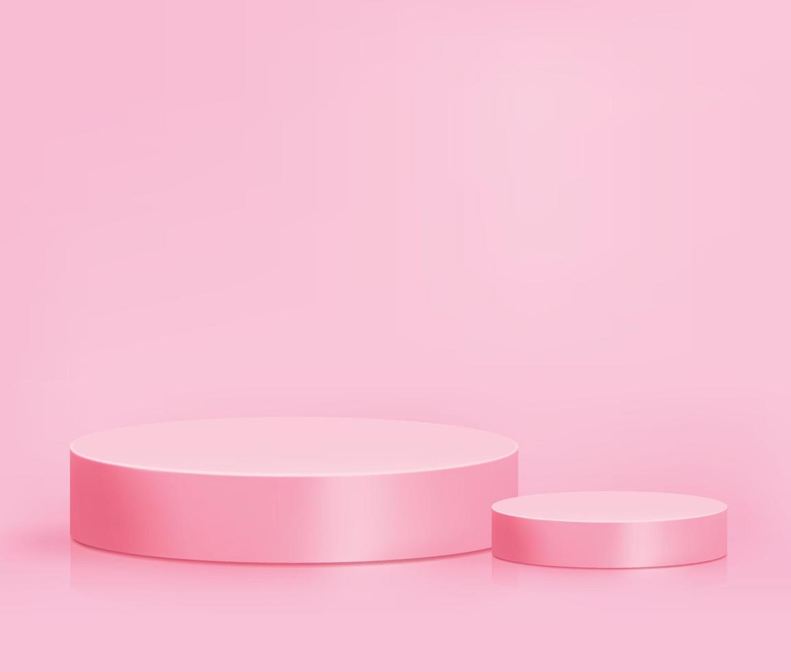 podio de exhibición de productos sobre fondo rosa, podio de representación 3d vector