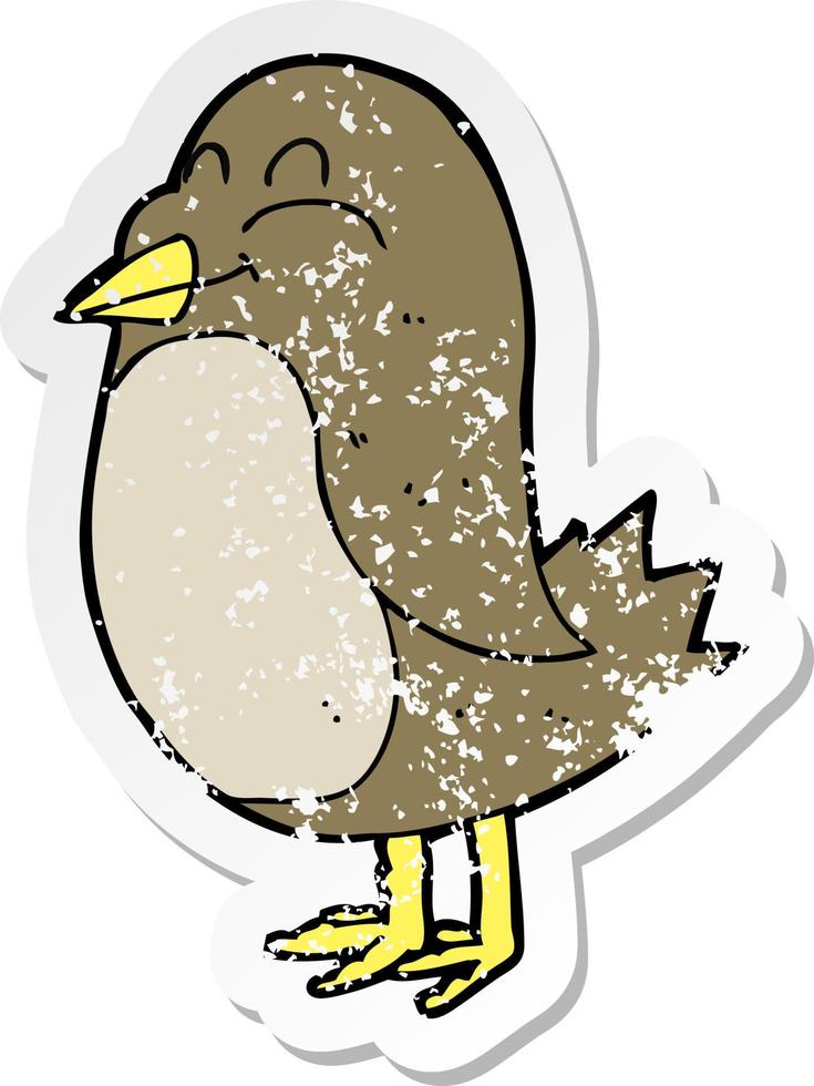 retro distressed sticker of a cartoon bird vector