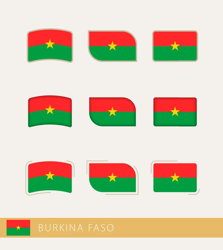 banderas vectoriales de burkina faso, colección de banderas de burkina faso. vector