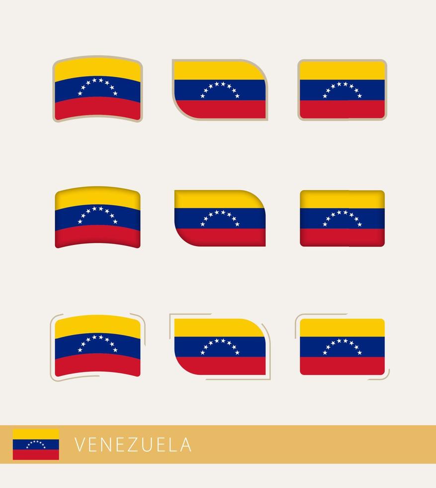 banderas vectoriales de venezuela, colección de banderas de venezuela. vector