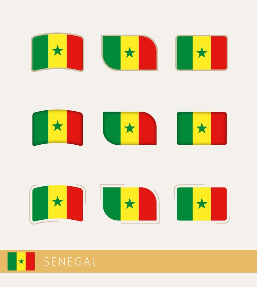 banderas vectoriales de senegal, colección de banderas de senegal. vector