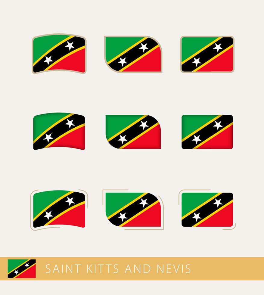 banderas vectoriales de saint kitts y nevis, colección de banderas de saint kitts y nevis. vector