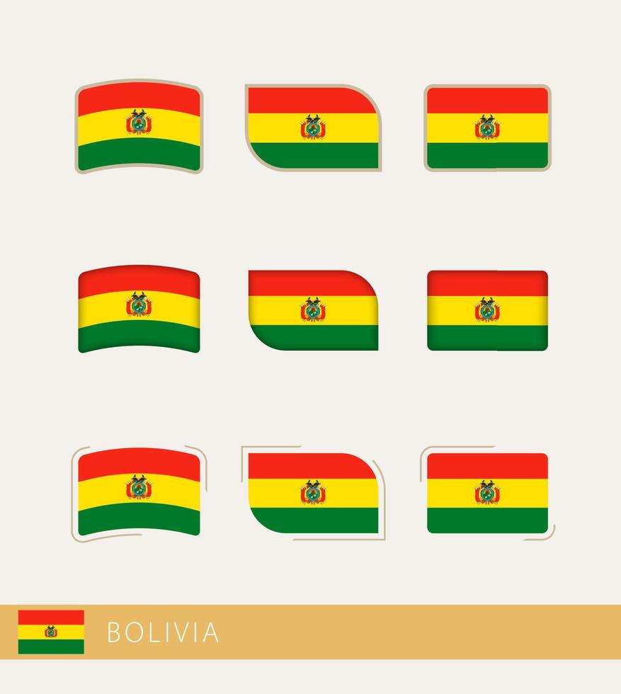 Vector flags of Bolivia, collection of Bolivia flags.