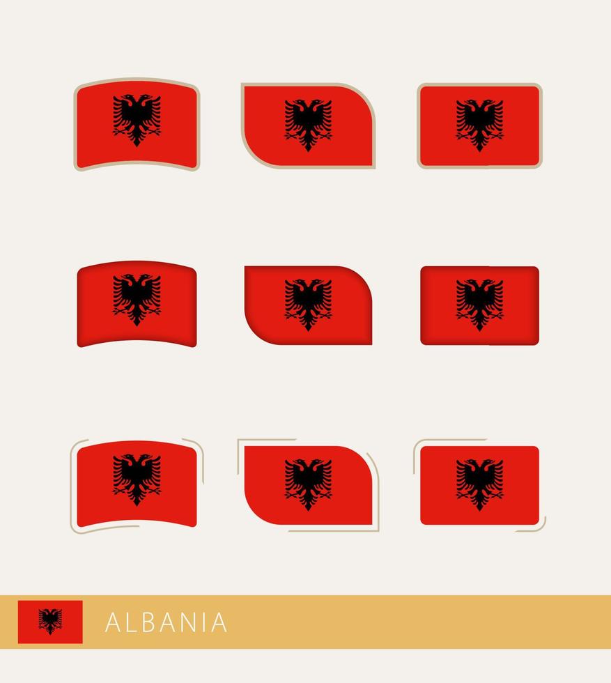 banderas vectoriales de albania, colección de banderas de albania. vector