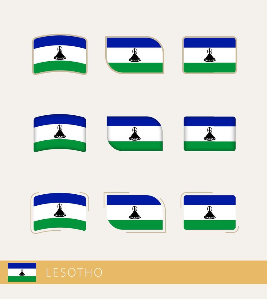 Vector flags of Lesotho, collection of Lesotho flags.