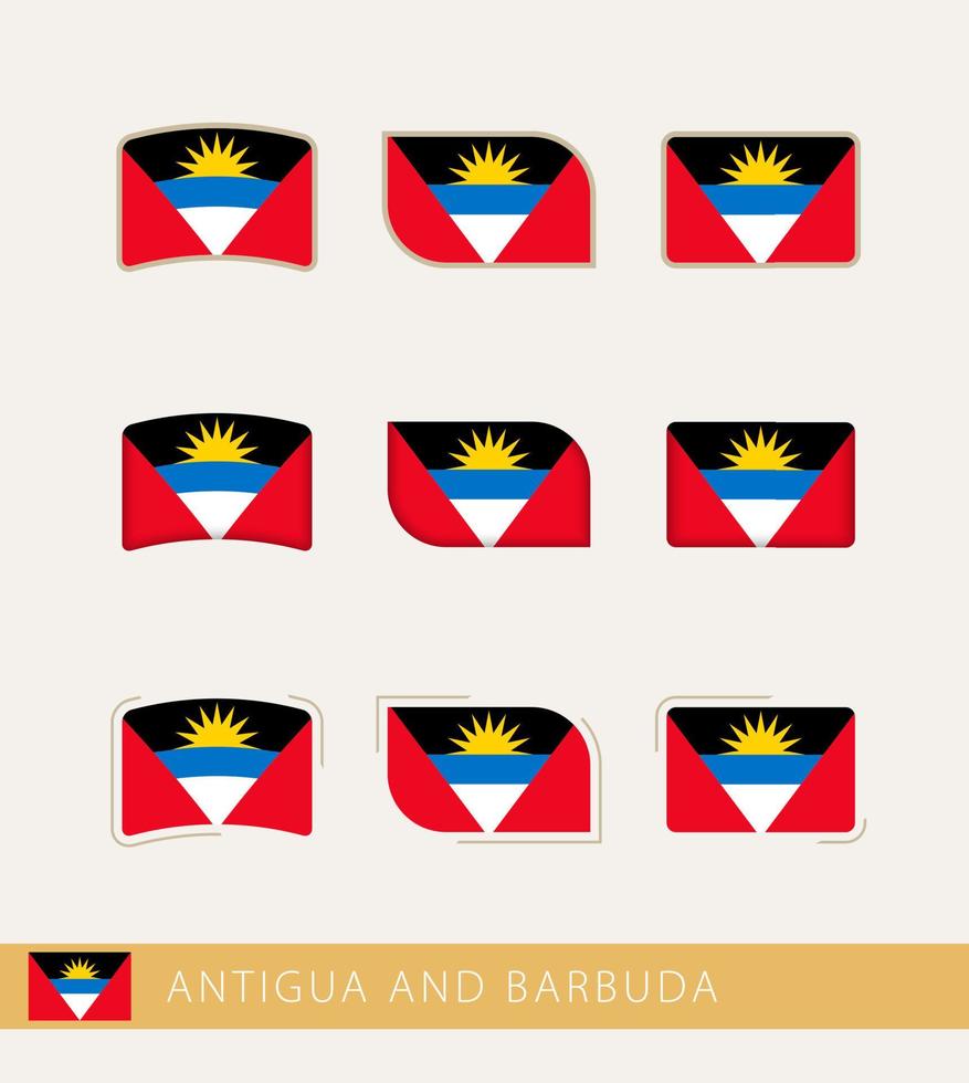banderas vectoriales de antigua y barbuda, colección de banderas de antigua y barbuda. vector