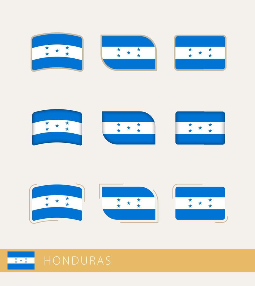 banderas vectoriales de honduras, colección de banderas de honduras. vector